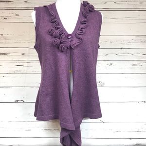 Sleeveless Cardigan Linen/Wool Blend Size L EUC